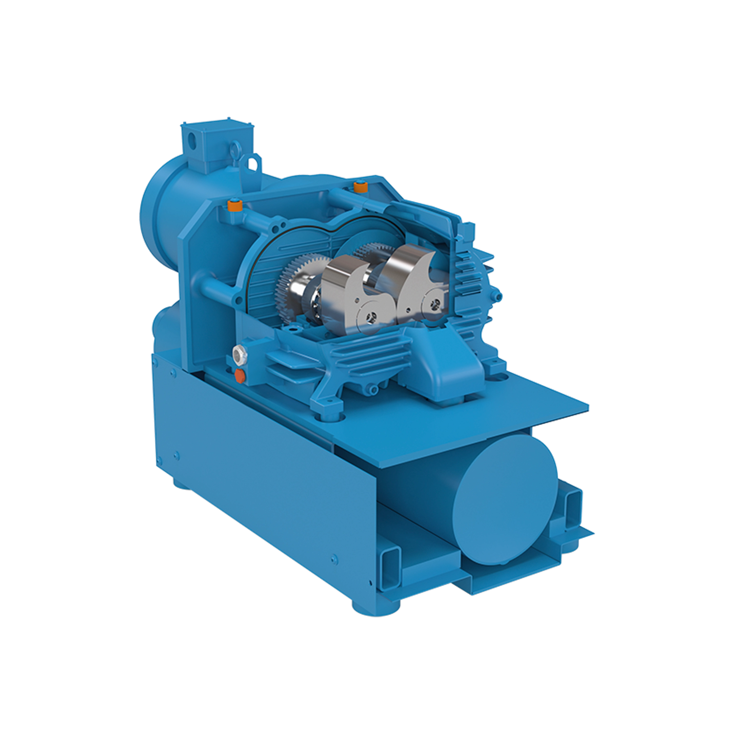 Internal view of Kinney KVC dry claw vacuum pump rotors